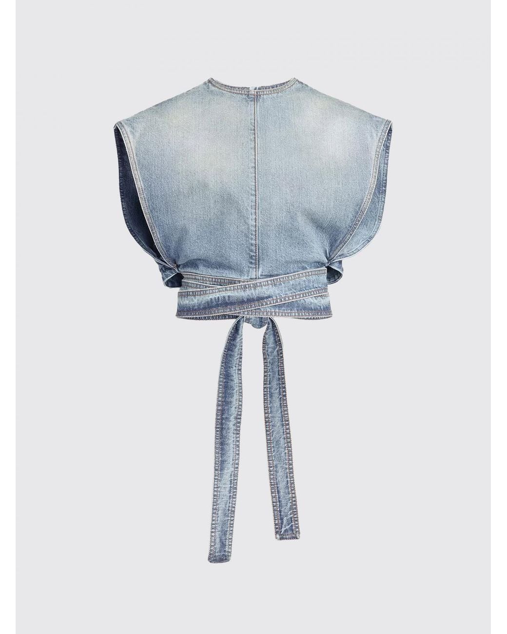 Alaïa Blue Cropped Cotton Denim Top