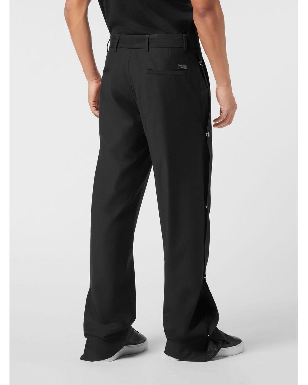 Philipp Plein Black Straight-Fit Stretch-Cotton Tailored Trousers for men