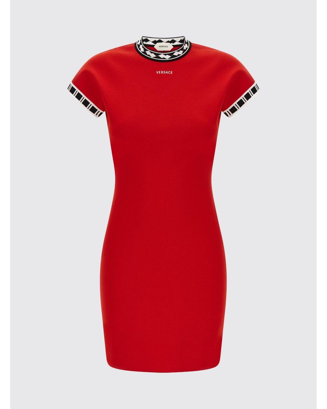 Versace Red Slim Fit Sheath Mini Dress