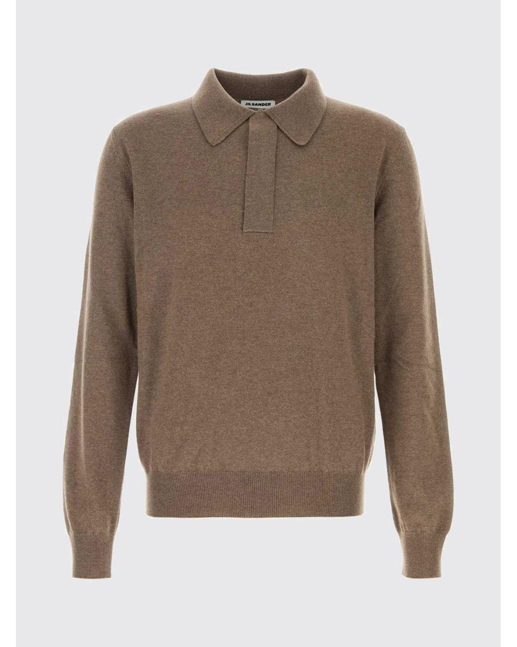 Jil Sander Brown Long-Sleeved Knit Wool Polo With Concealed Placket for men