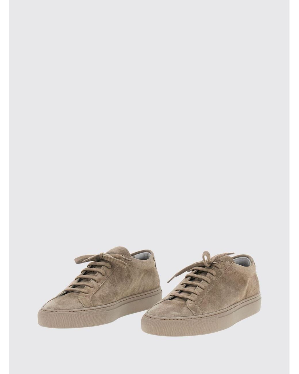 Common Projects Brown Achilles Premium Suede Low-Top Sneakers With Printed Logo for men