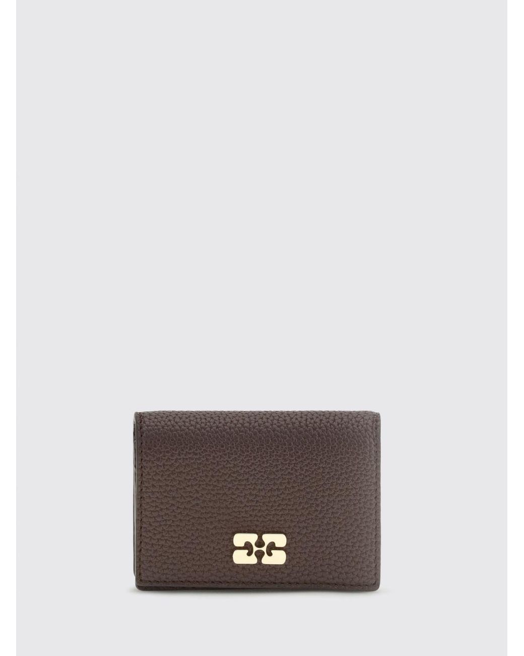 Ganni Brown Butterfly Logo Recycled Leather Flap Wallet
