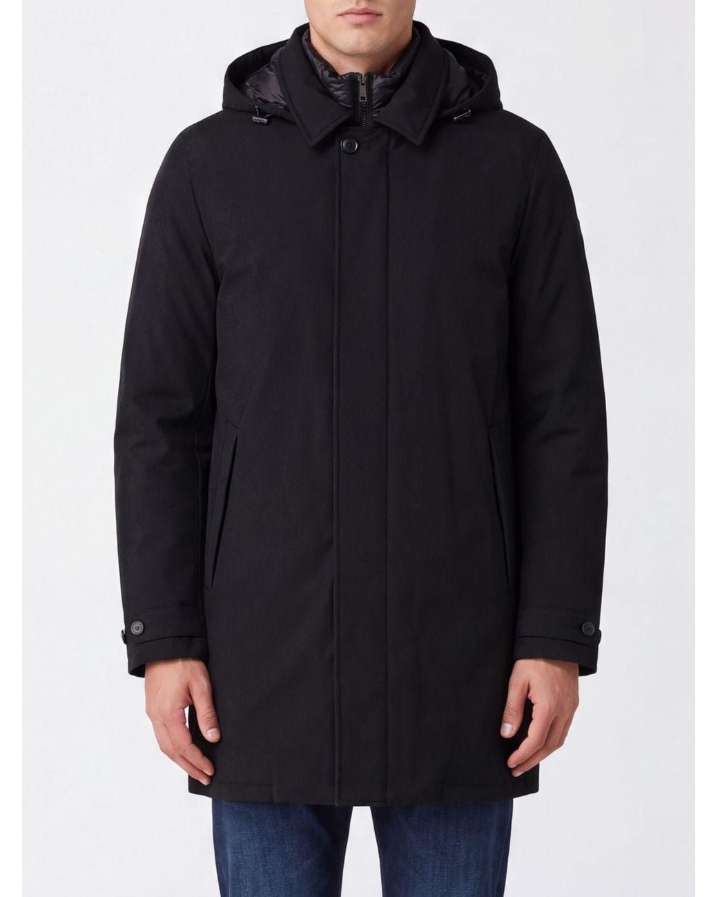 Add Blue Short Hooded Waterproof Parka With Concealed Fastening for men