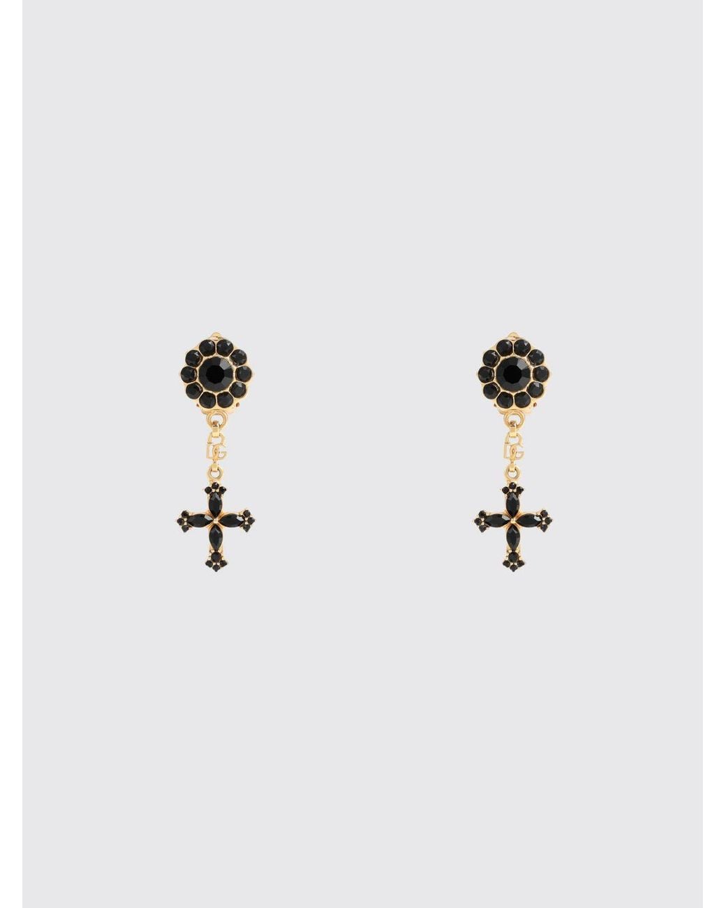 Dolce & Gabbana Black Dolce &Amp Gabbana Dg Monogram Dangle Clip-On Earrings With Rhinestones