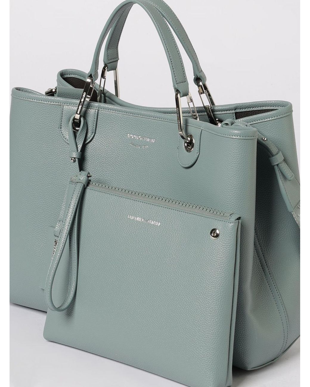 Emporio Armani Gray Myea Medium Grained Faux Leather Bag
