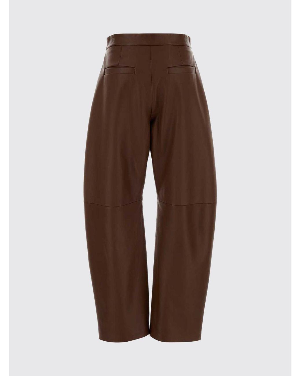 Sportmax Brown Wide-Leg Baggy Leather Trousers With Off-Centre Closure