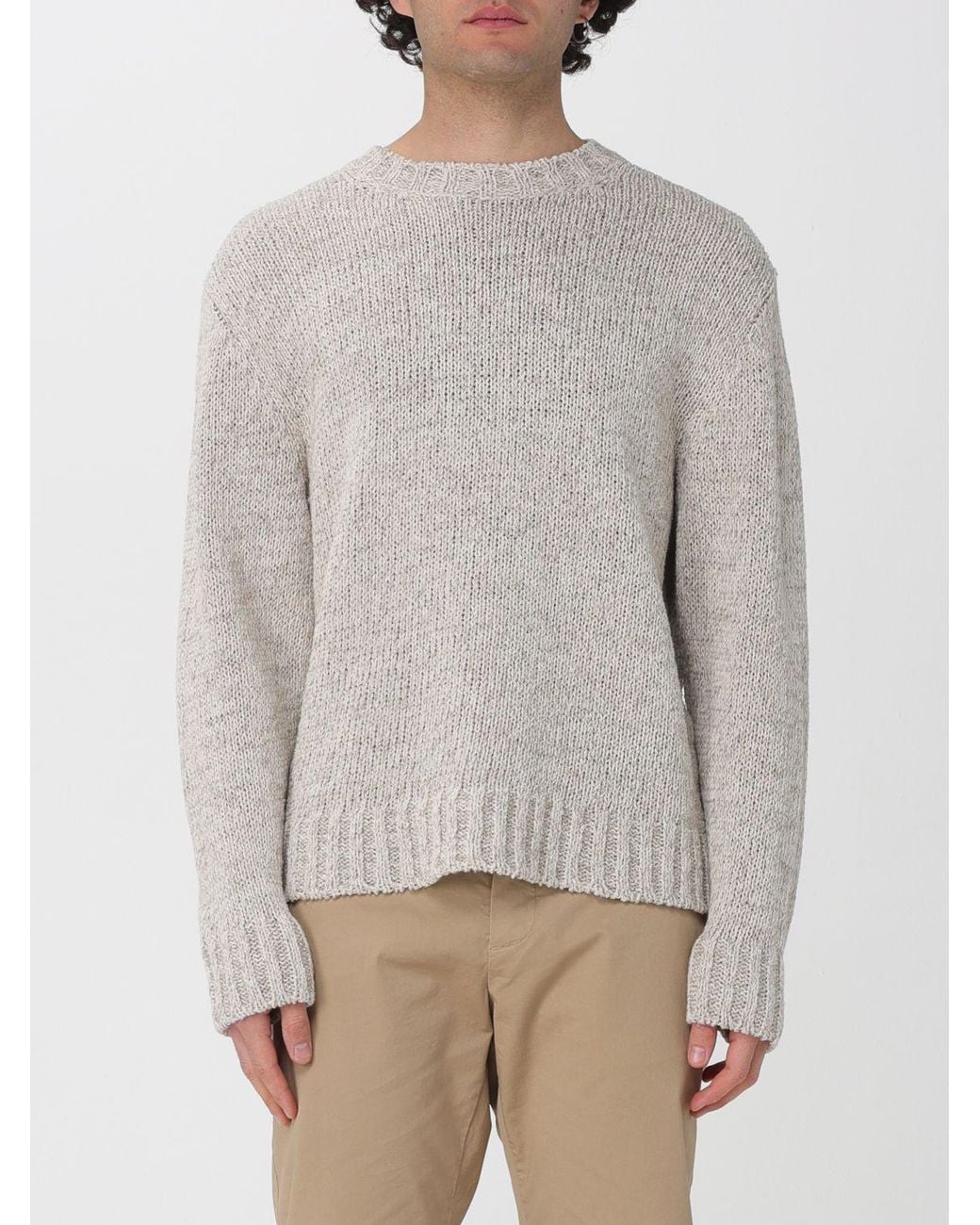 Barena Gray Cotton And Linen Knit Top for men