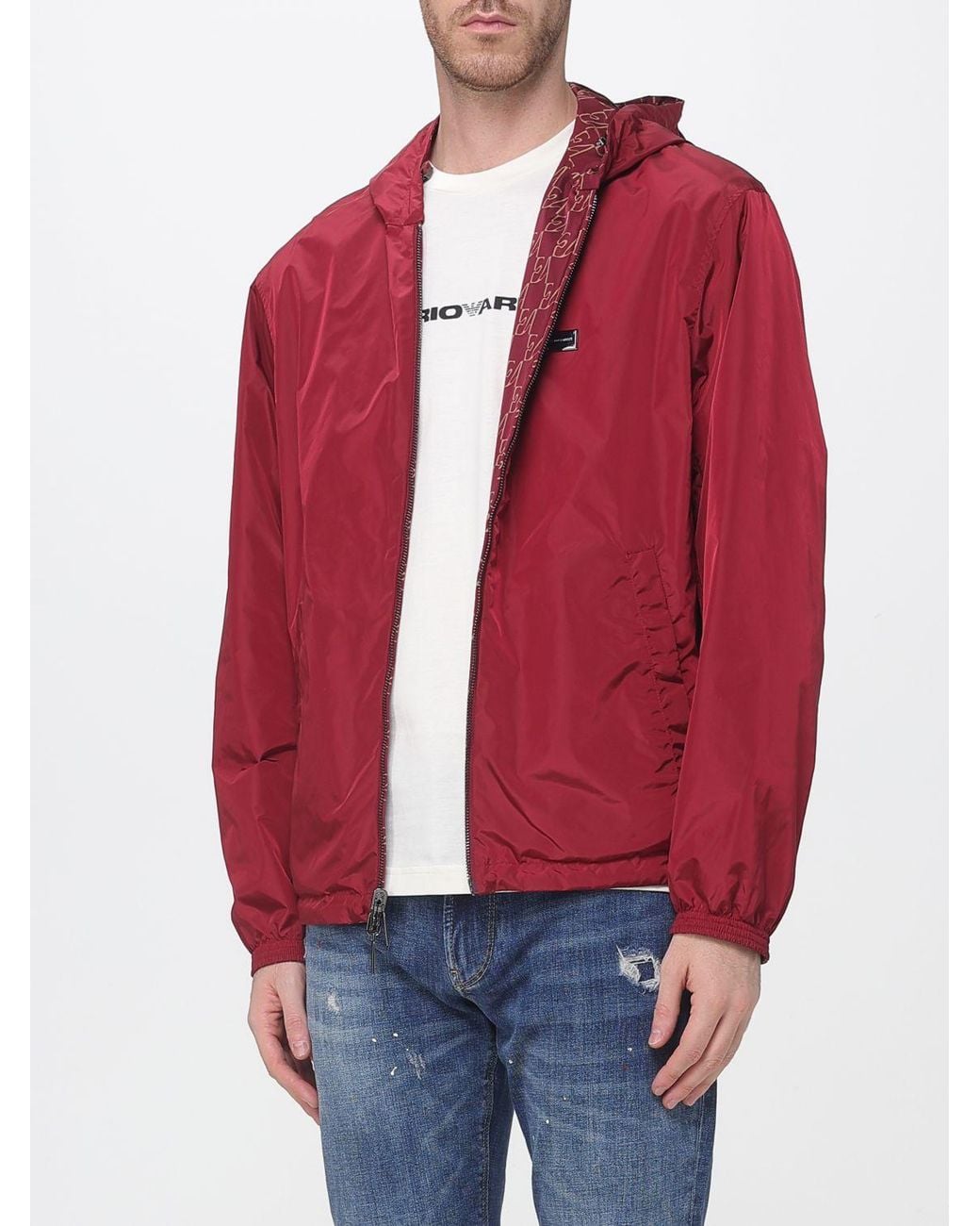 Emporio Armani Red Reversible Windbreaker Jacket for men