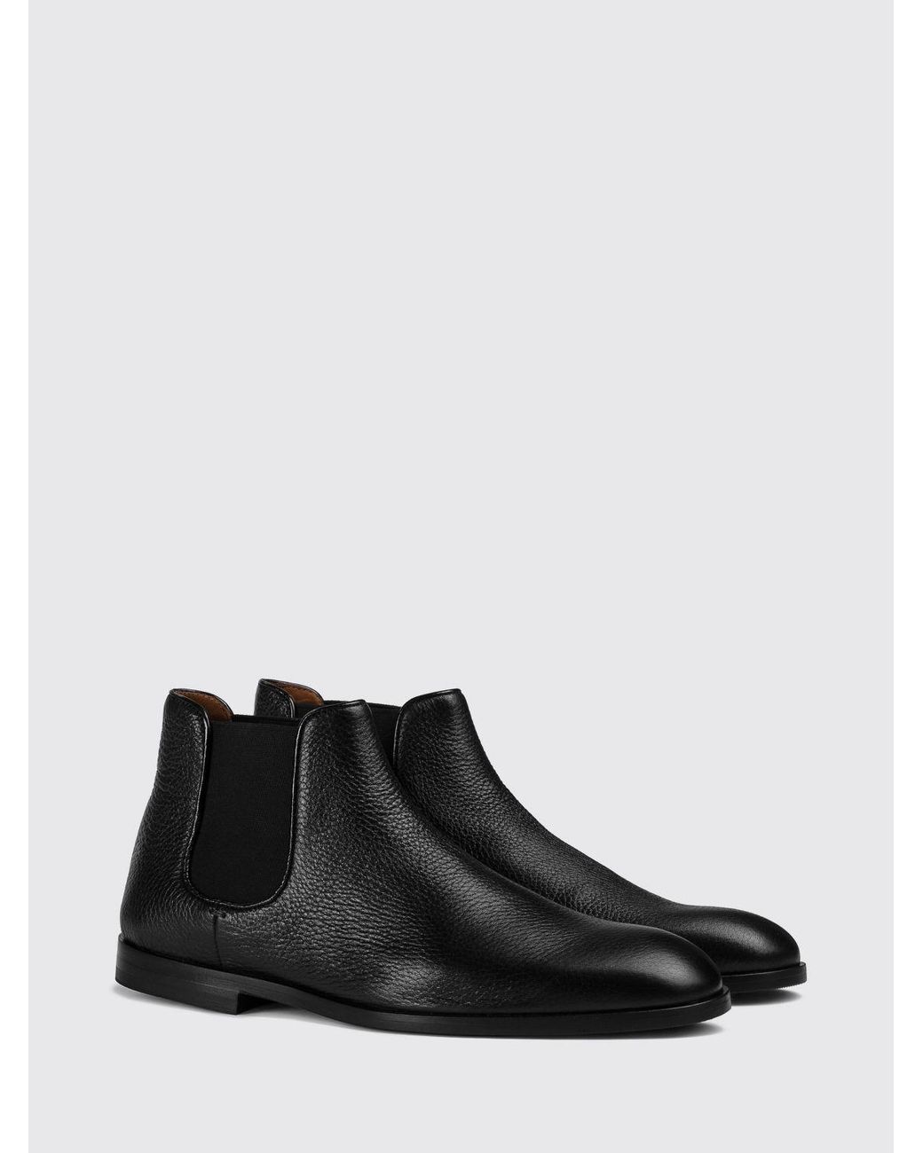 Doucal's Black Deer Skin Chelsea Boots With Elasticated Ankle for men