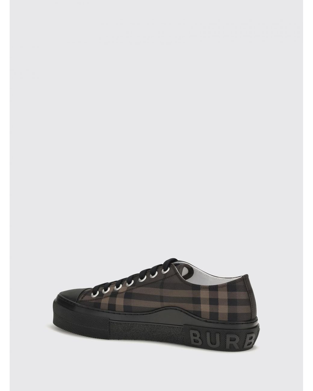 Burberry White Low Top Check Pattern Fabric Sneakers With Rubber Toe Cap for men