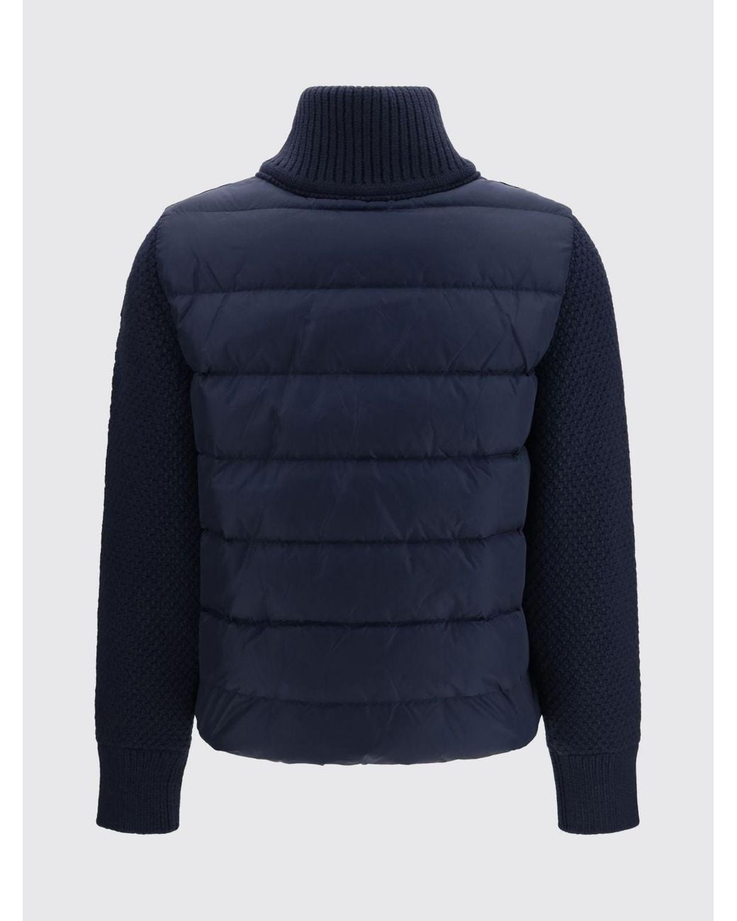 Parajumpers Blue Short Nylon And Wool Down Jacket With Turtleneck Collar And Logo