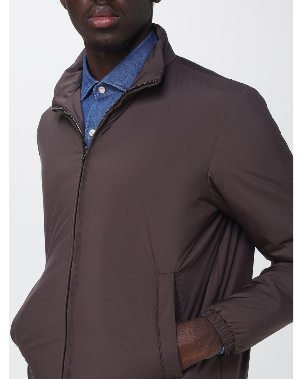 Herno Gray High-Collar Windbreaker Jacket for men