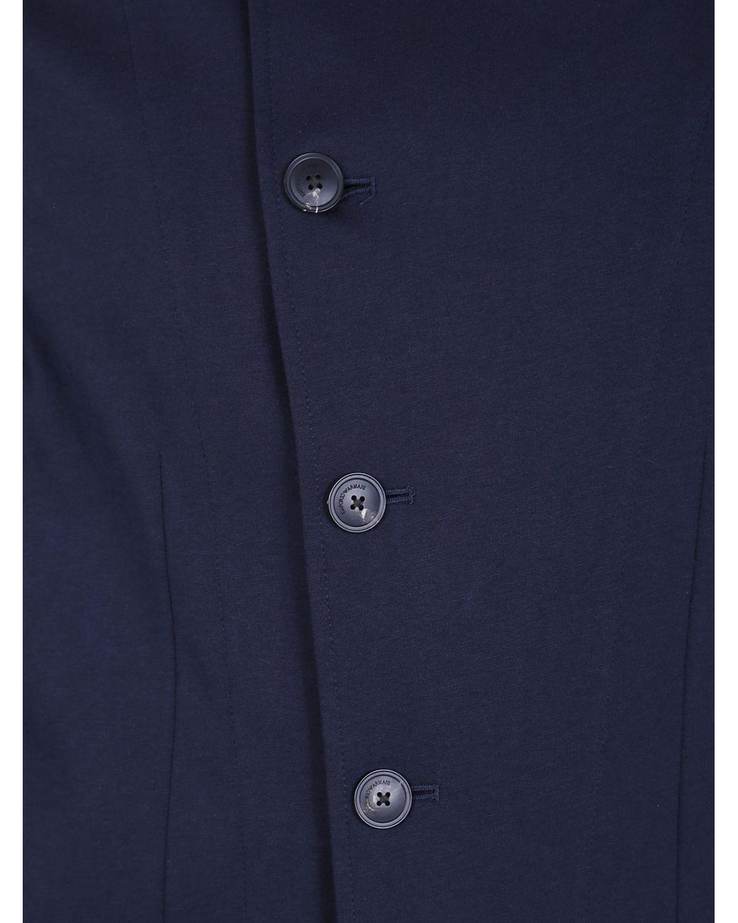 Emporio Armani Blue Slim Fit Double-Breasted Short Jacket for men