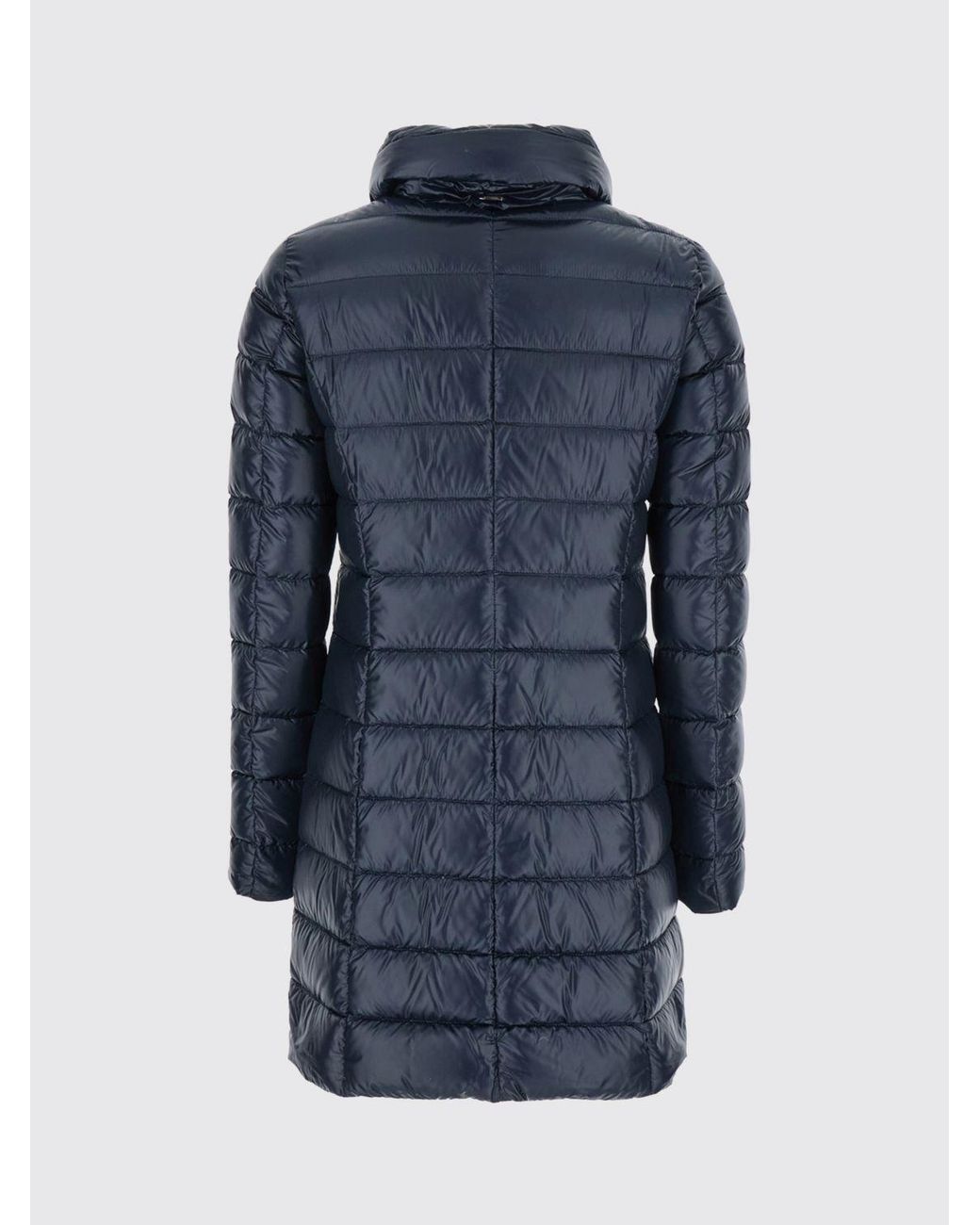 Herno Blue Long Water-Repellent Nylon Down Jacket With High Neck And Slim Fit