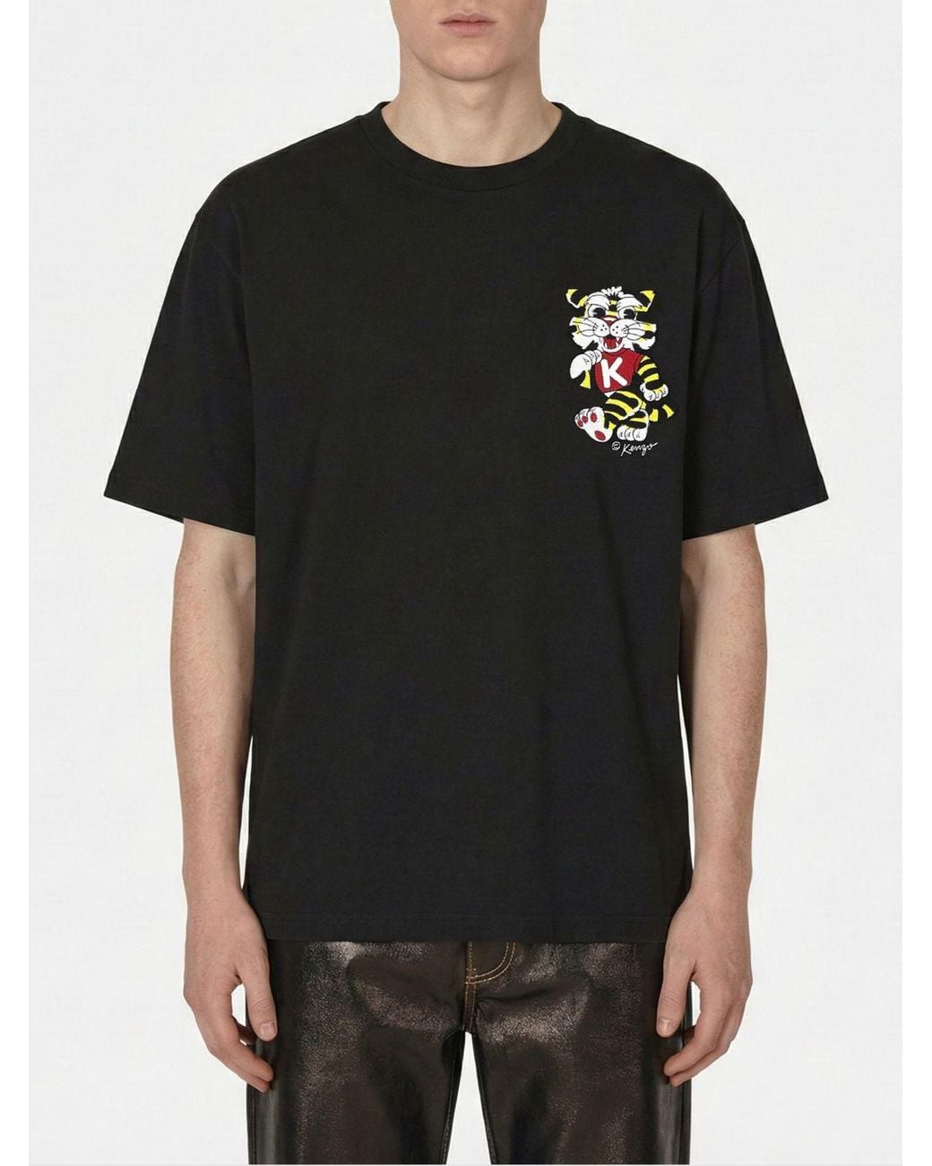KENZO Black Printed Cotton T-Shirt for men
