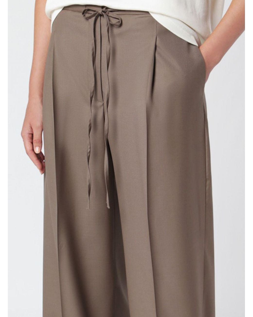 Rohe Brown High-Waisted Virgin Wool Palazzo Trousers With Drawstring