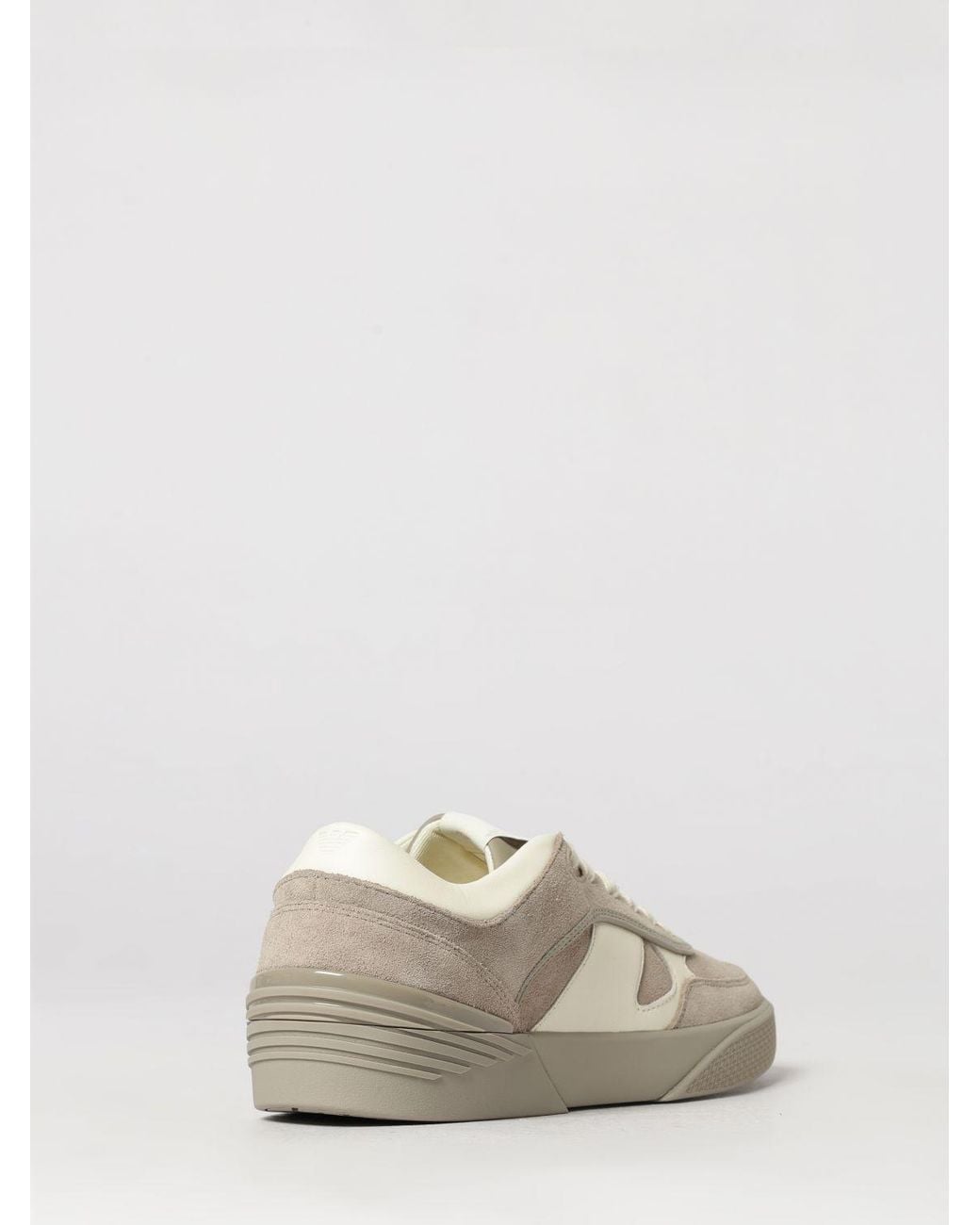 EA7 Natural Low Top Suede Leather Trainers With Padded Ankle And Printed Logo for men