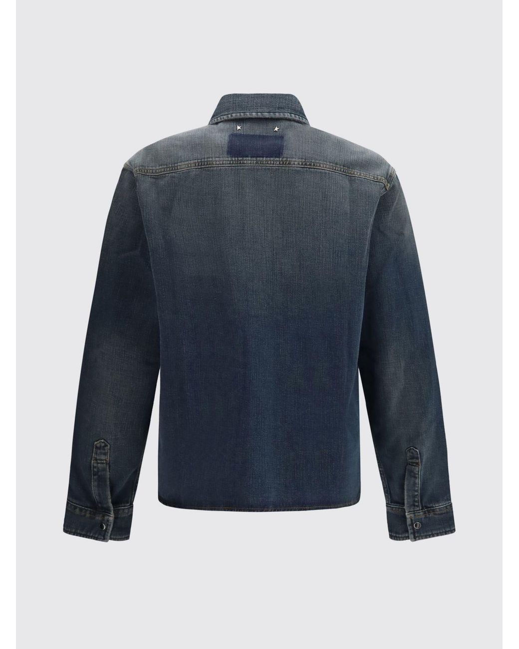 Golden Goose Deluxe Brand Blue Slim Fit Cotton Denim Shirt With French Collar for men