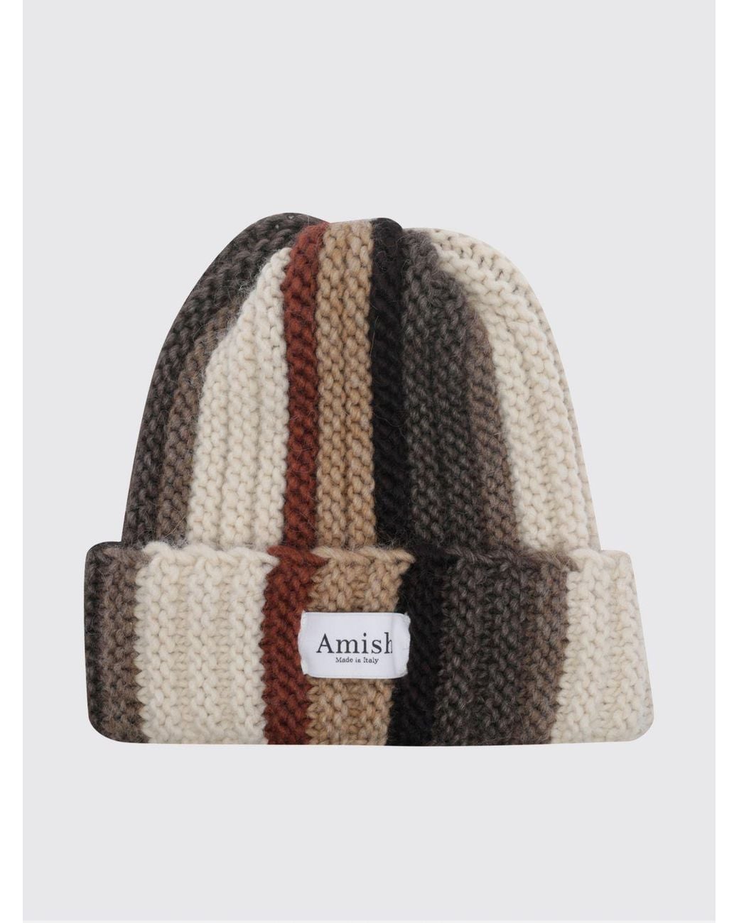 AMISH Brown Multicolour Striped Cuffed Beanie for men