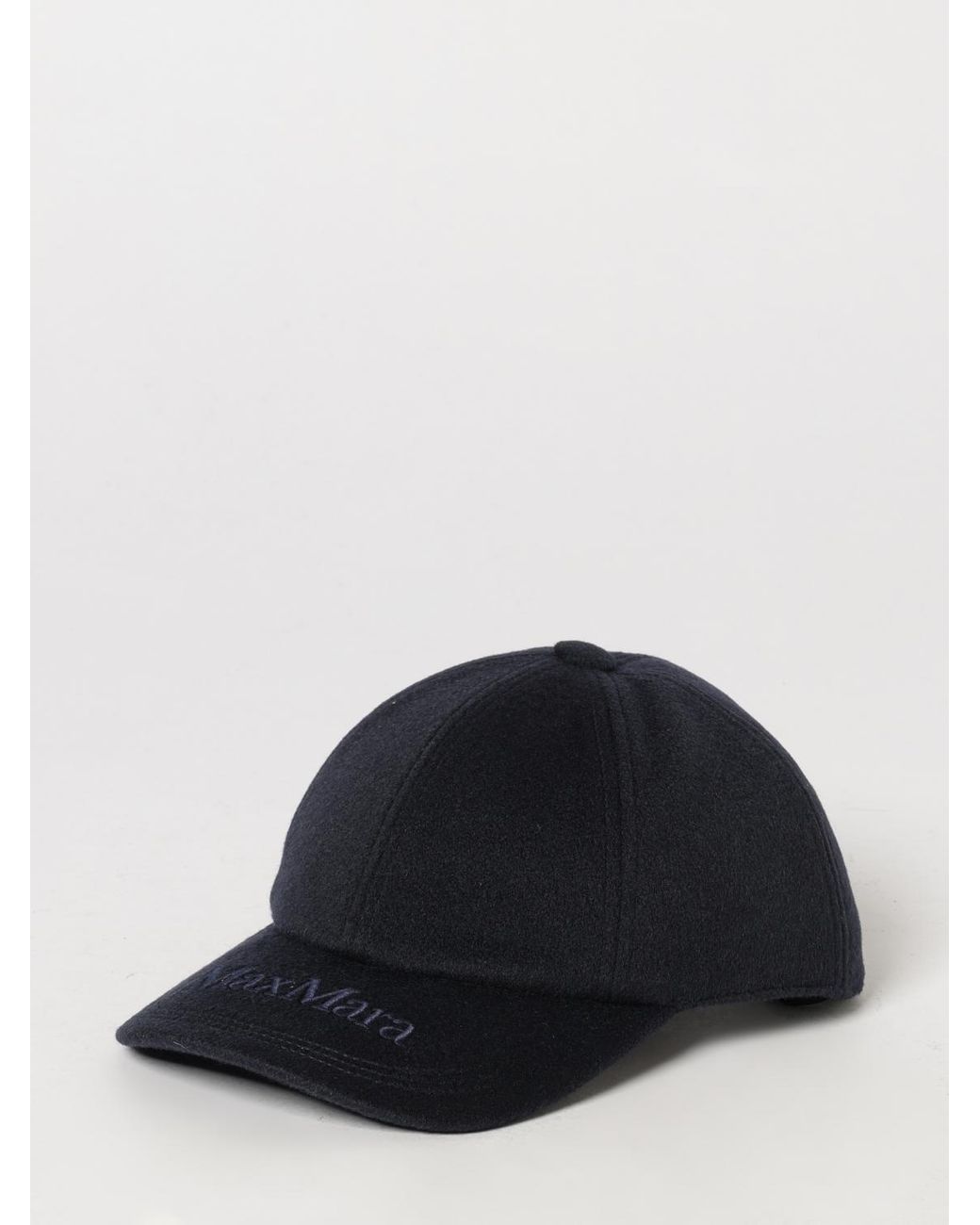 Max Mara Black Tonal Embroidered-Logo Cashmere Baseball Cap With Rigid Visor