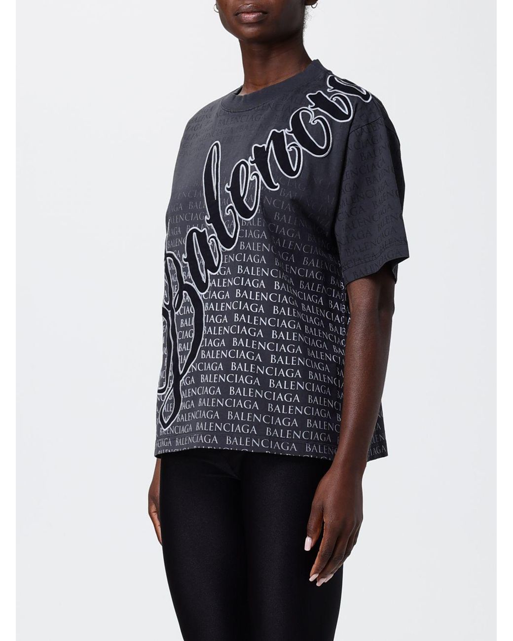 Balenciaga Blue Cotton T-Shirts With Logo