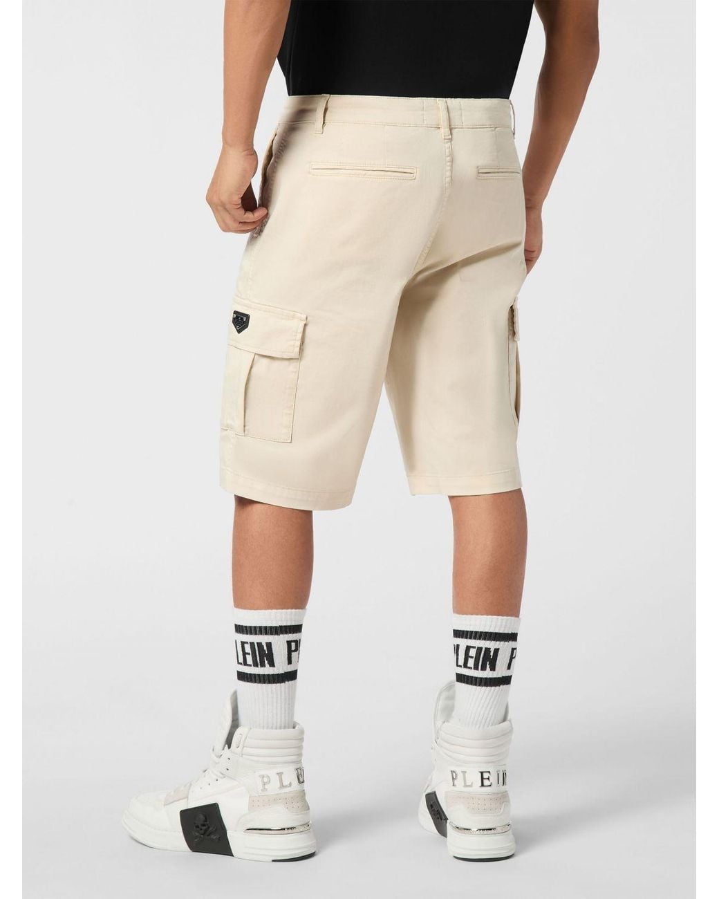 Philipp Plein Natural Cotton Cargo Shorts With Multiple Pockets for men
