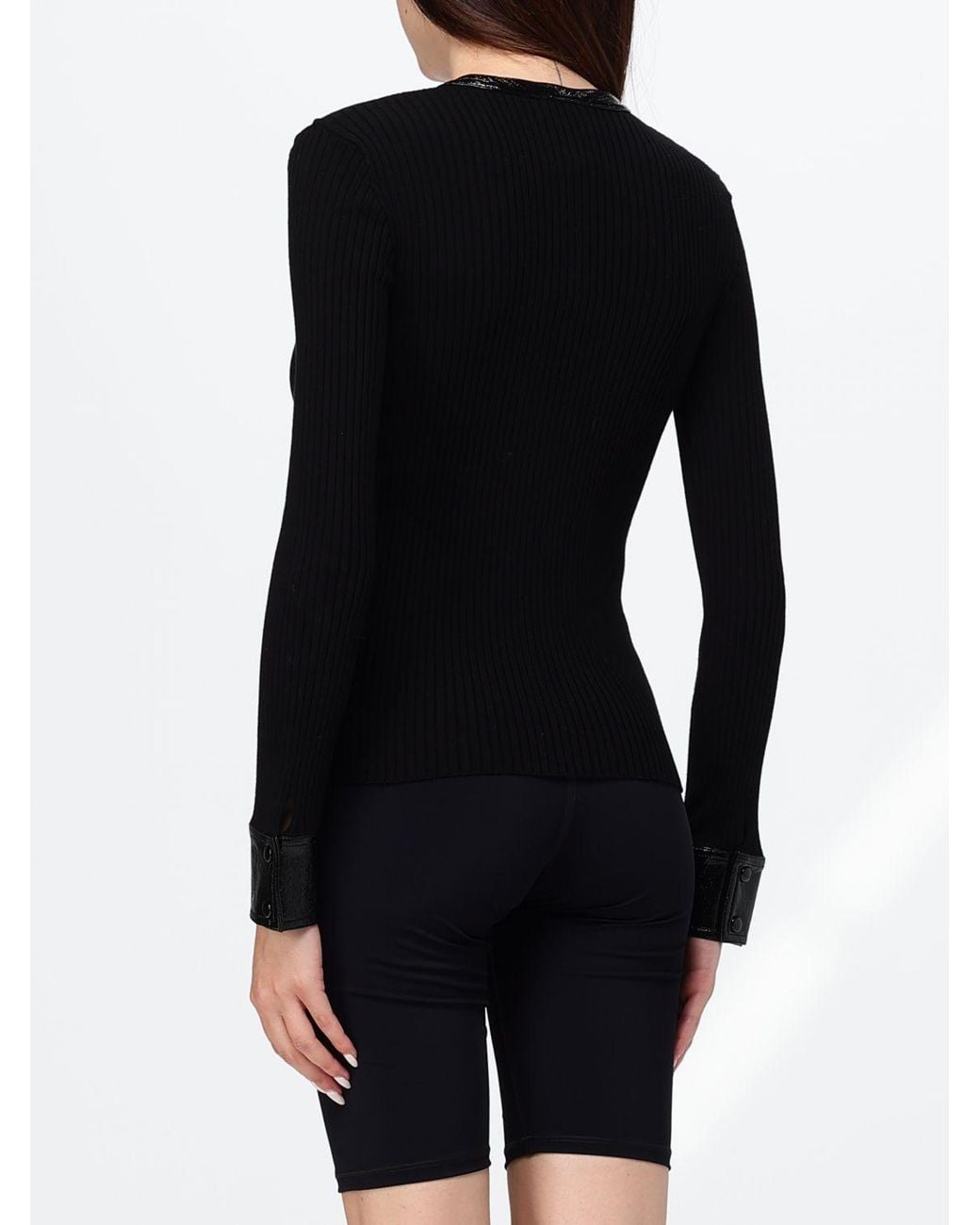 Courreges Black CourrÈ Ges Slim Fit Ribbed Jersey Crewneck Cardigan