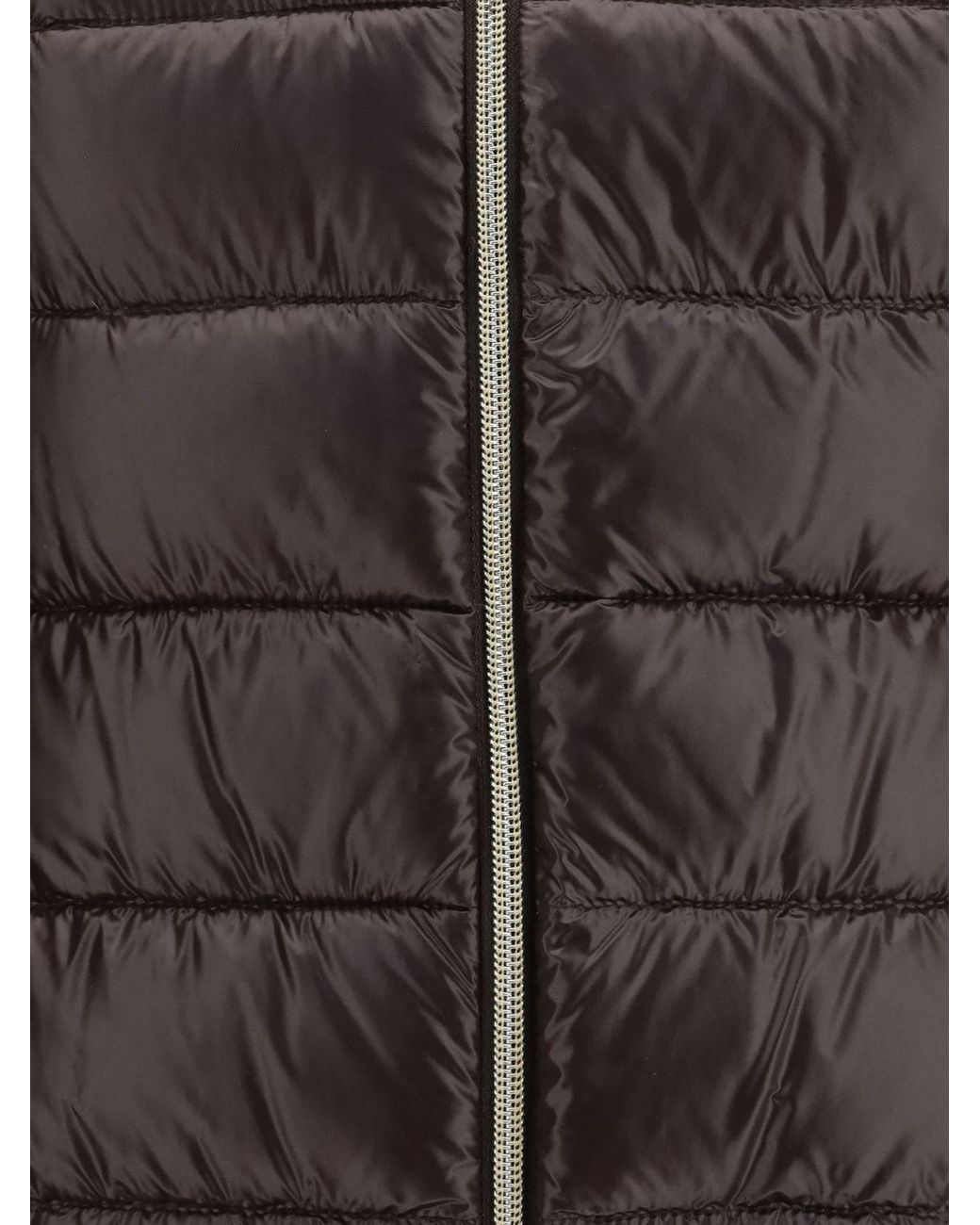 Herno Brown Slim Fit Waterproof Nylon Down Jacket With Hood And Metal Zip