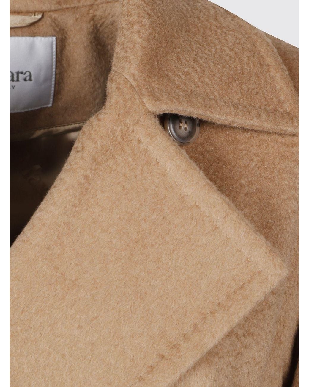 Max Mara Natural Knee-Length Wool Robe Coat With Belt