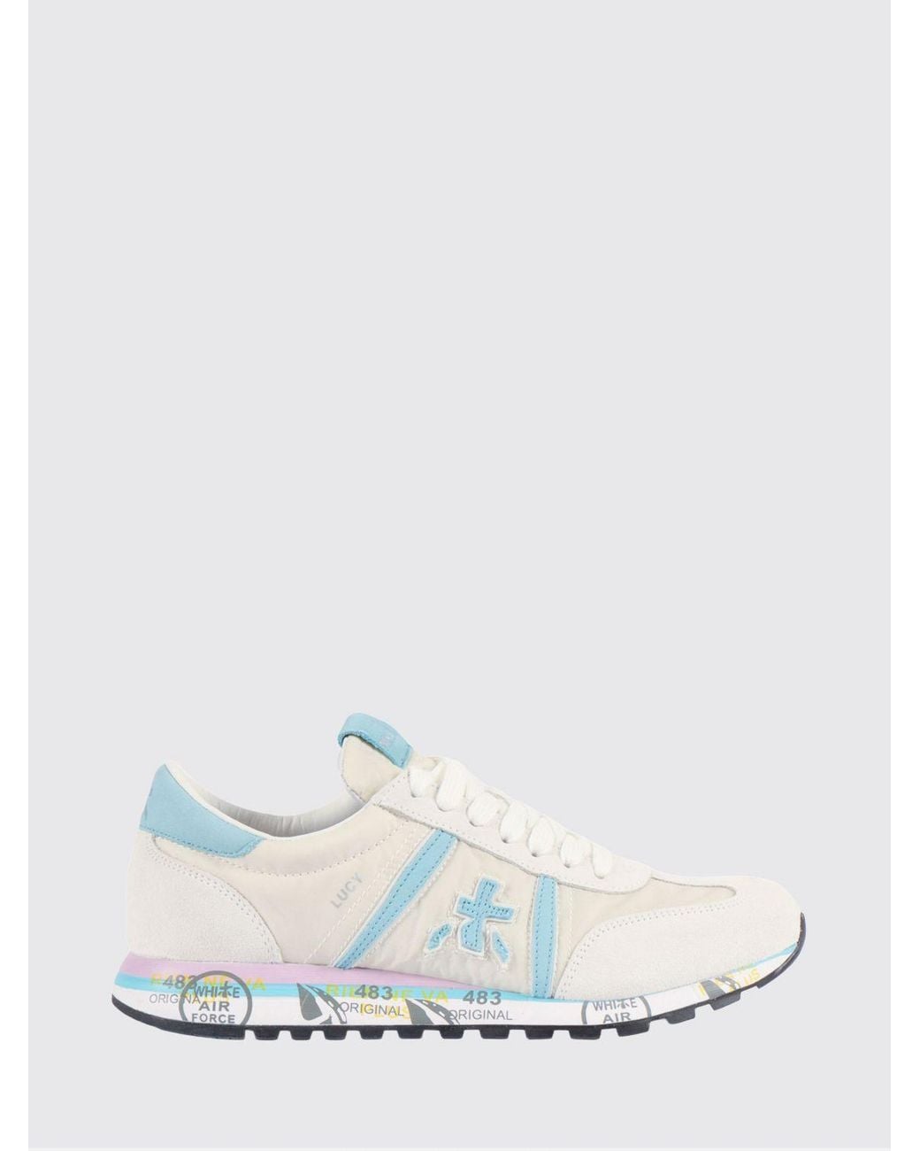 Premiata White Lucy Suede And Perforated Fabric Sneakers