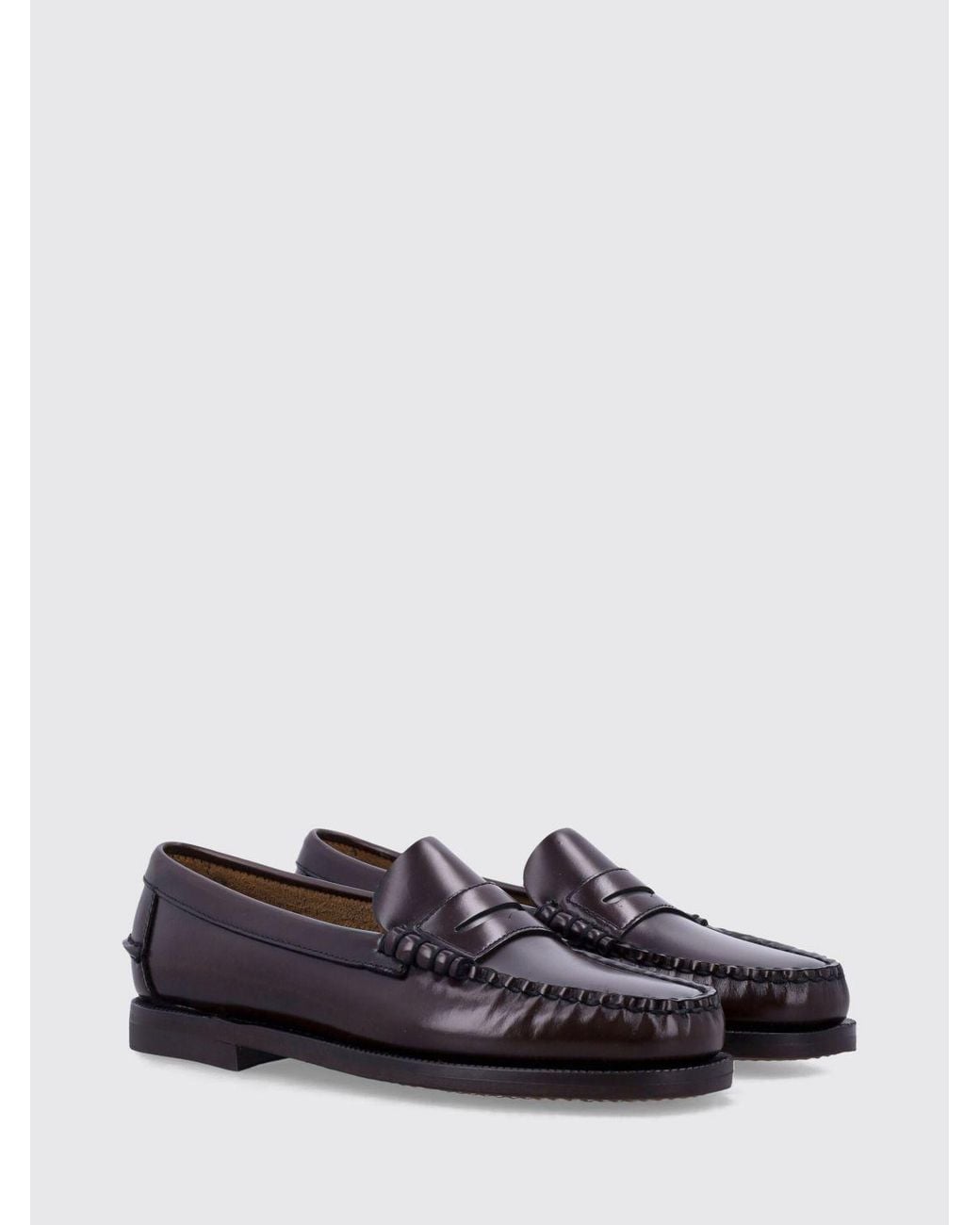 Sebago White Classic Dan Smooth Calfskin Penny Loafers With Saddle Strap