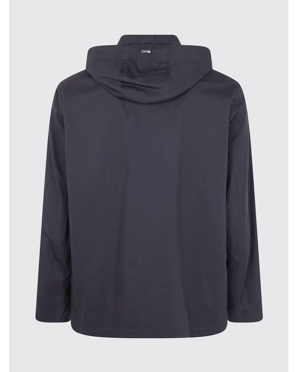 Herno Blue Short Cotton Hooded Raincoat With A Classic Collar And Button Closure for men