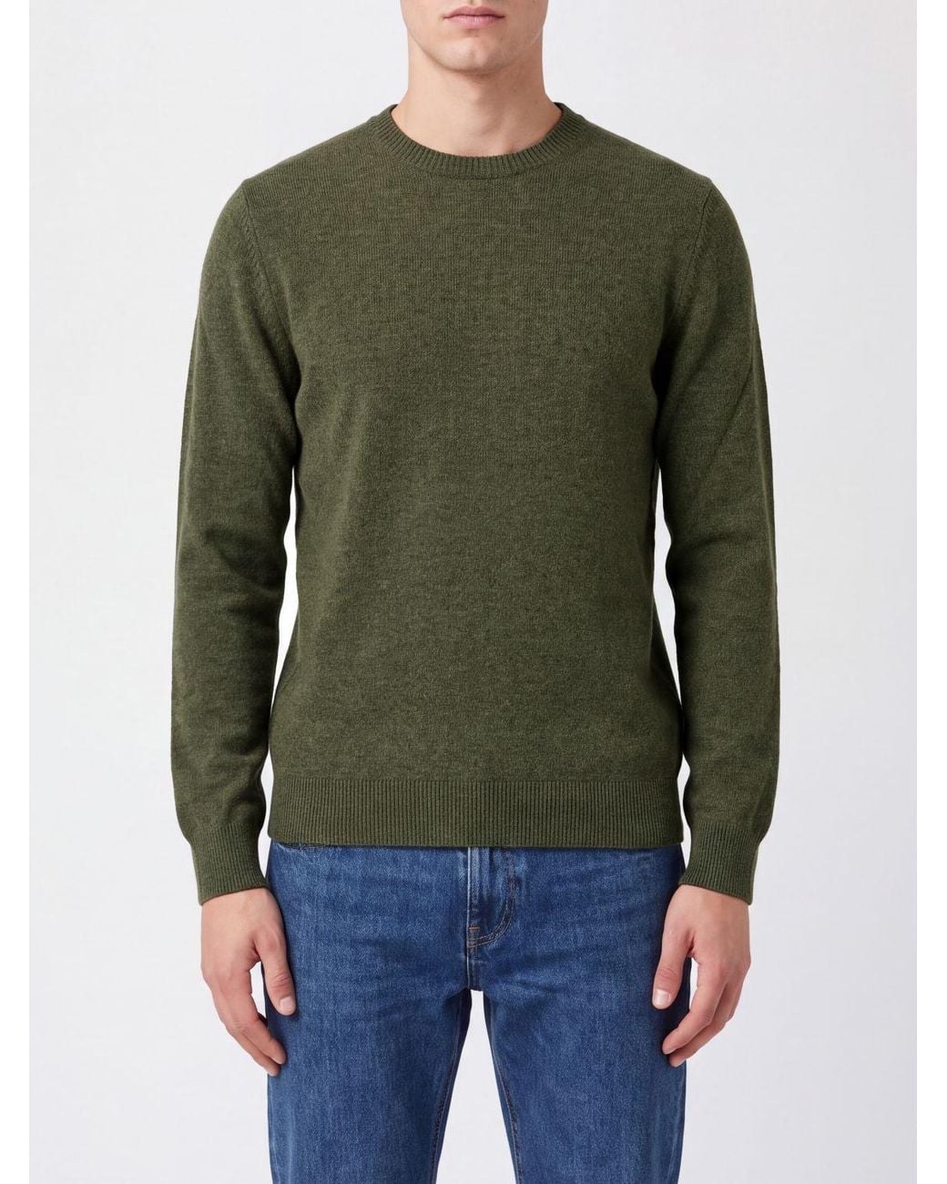 Fedeli Green Long-Sleeved Crew-Neck Jumper for men