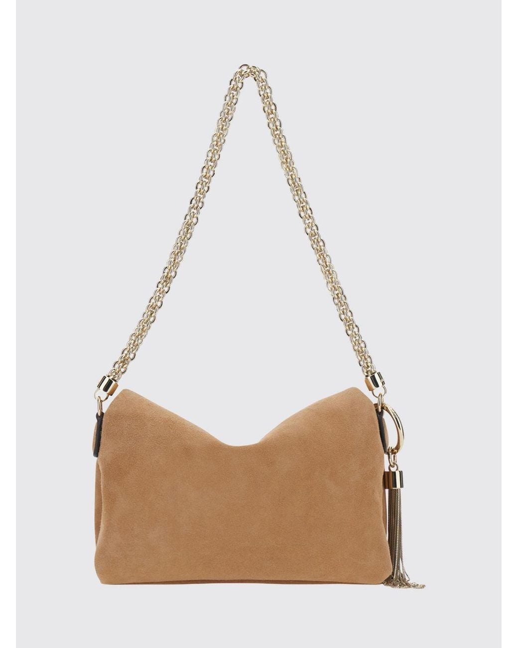 Jimmy Choo Natural Callie Flap Suede Shoulder Bag With Metallic Tassels
