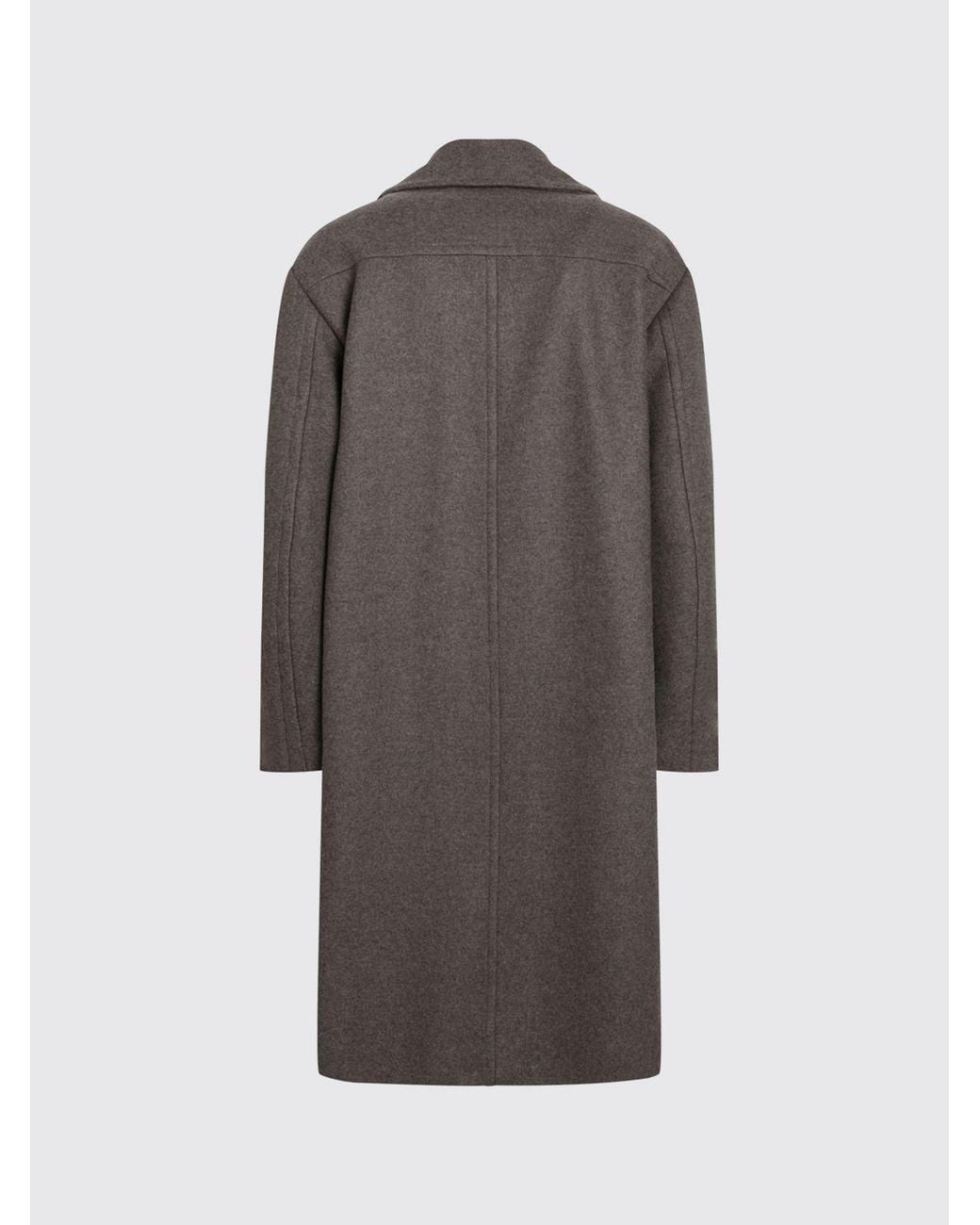 Dries Van Noten Gray Relaxed-Fit Double-Breasted Long Coat for men