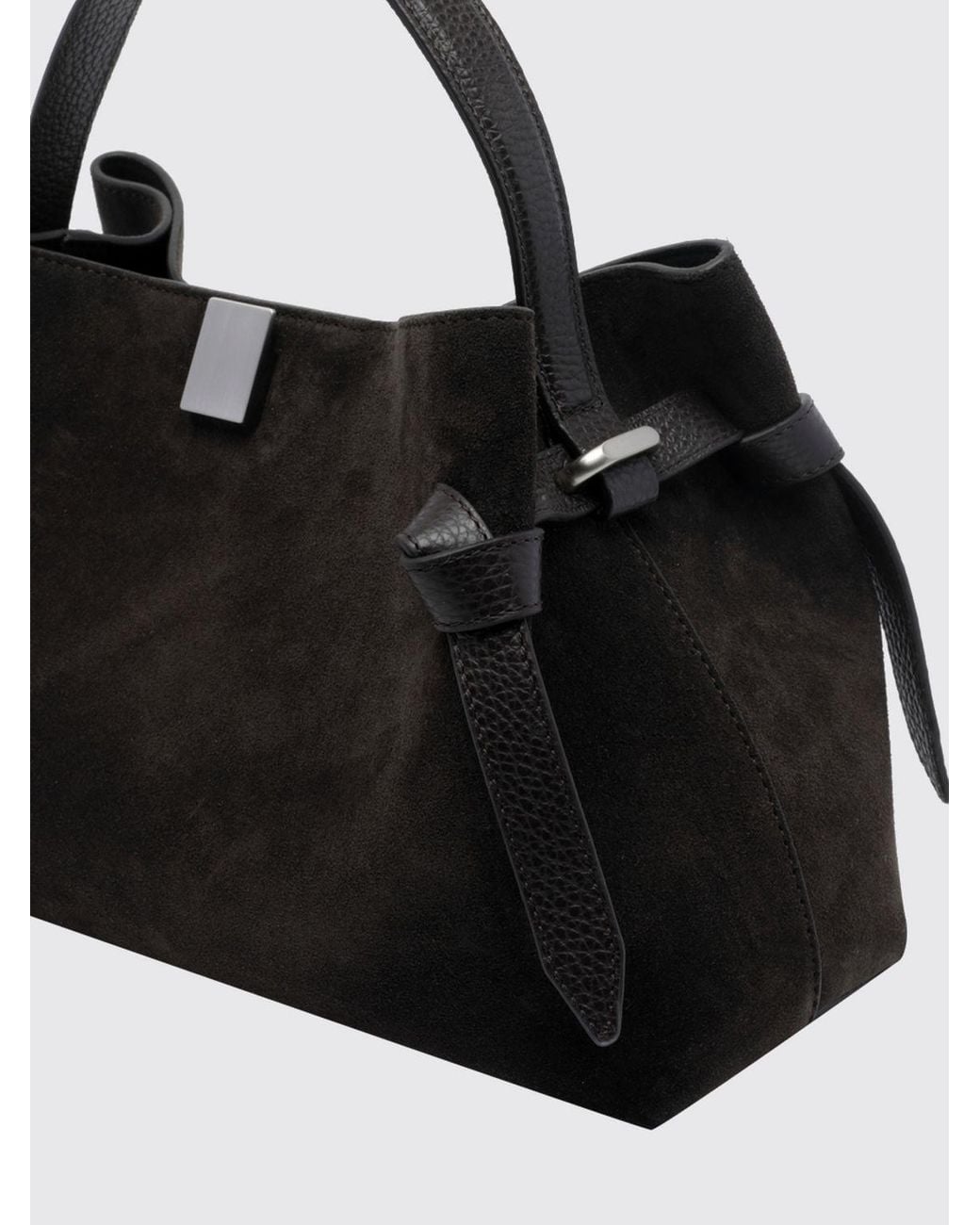 Yuzefi Black Flared Suede Calfskin Handbag