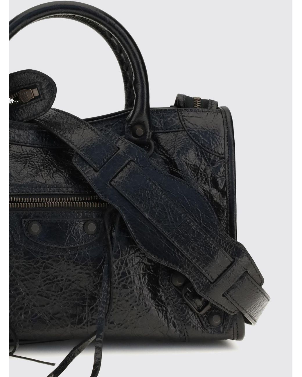 Balenciaga Black Le City Small Arena Lambskin Handbag With Studs