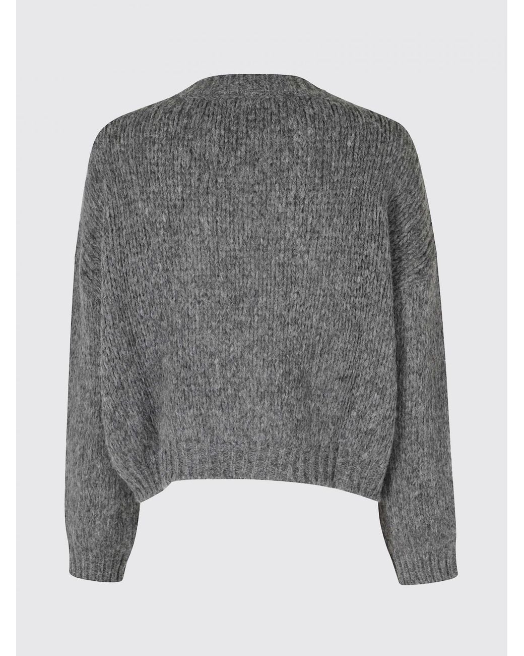 Roberto Collina Gray V-Neck Alpaca And Wool-Blend Jumper With Ribbed Trims