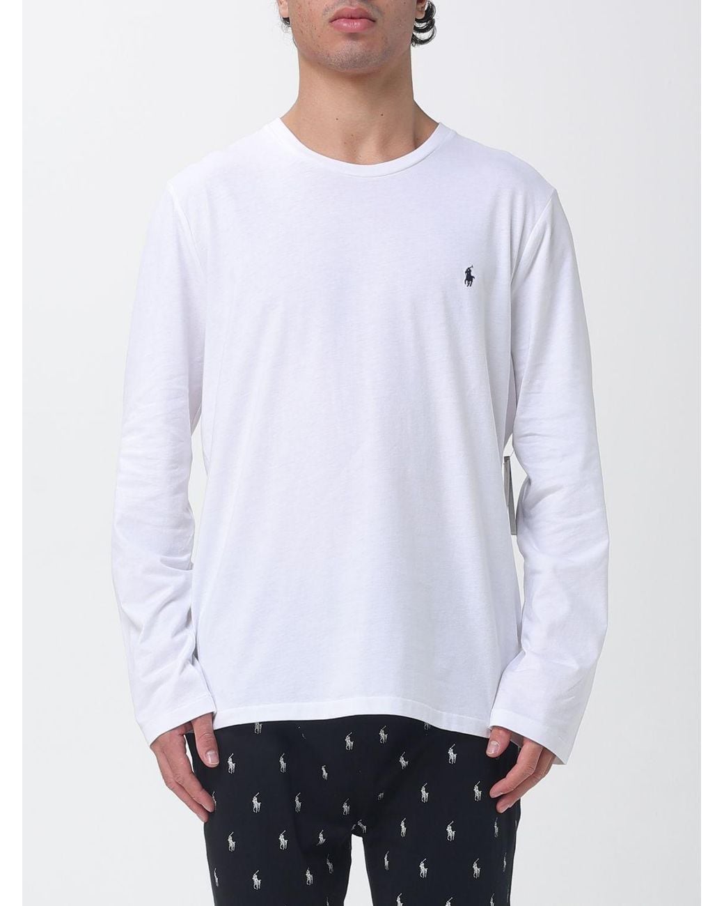 Polo Ralph Lauren White Long-Sleeved Cotton T-Shirt With Pony Logo Embroidery for men