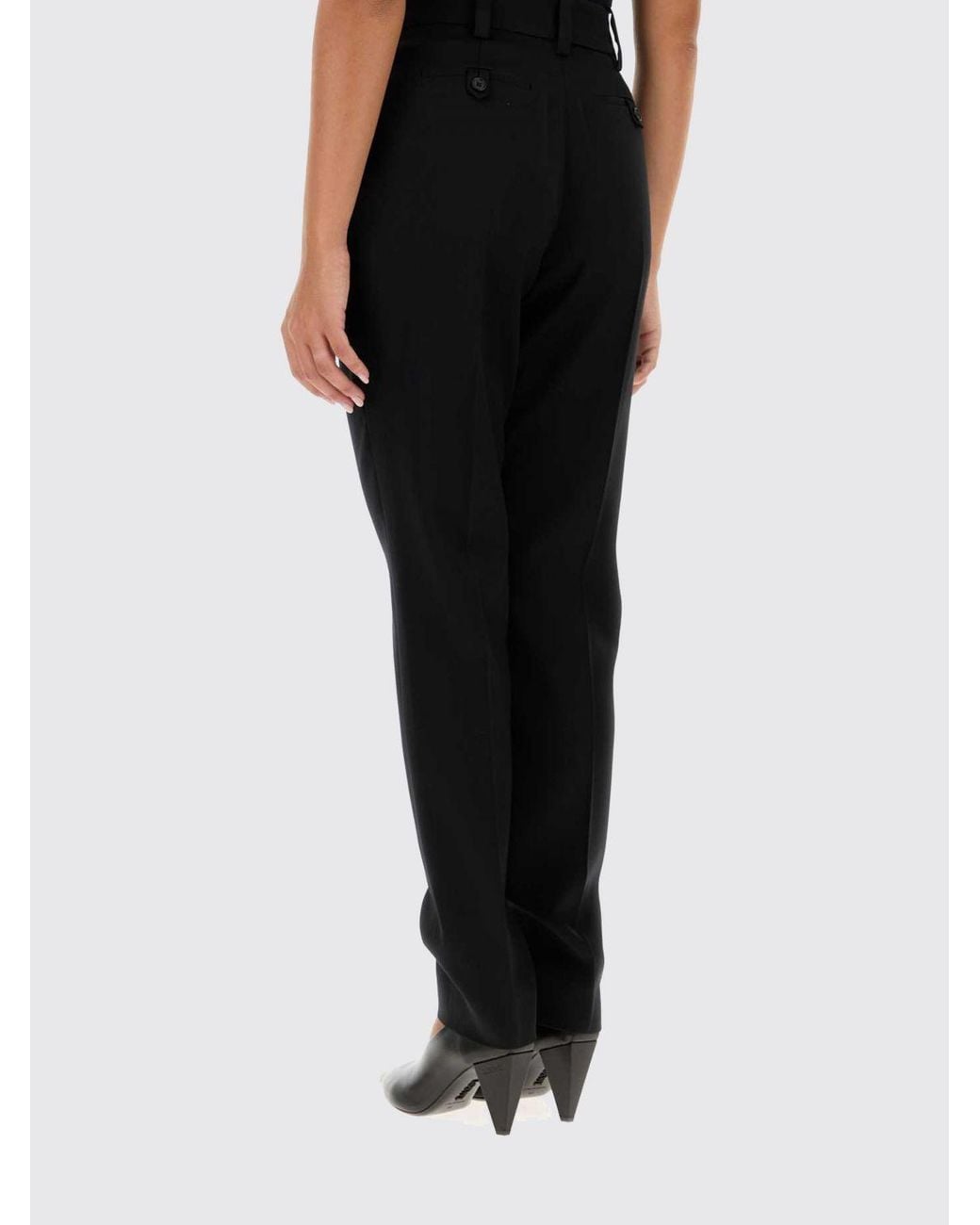 Balmain Black Straight Fit Pure Virgin Wool Tailored Trousers
