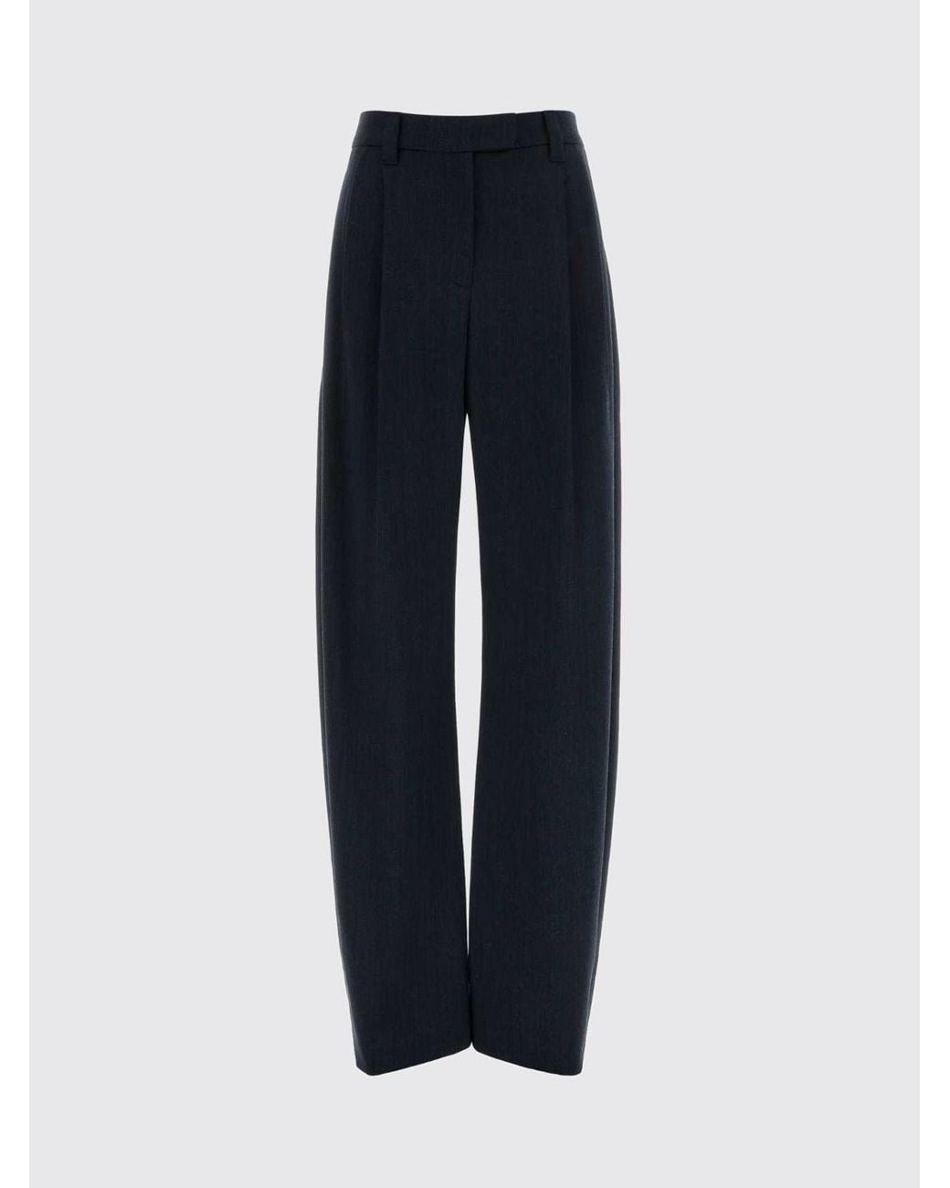 Brunello Cucinelli Blue Tailored Wide-Leg Virgin Wool Trousers With Pleats