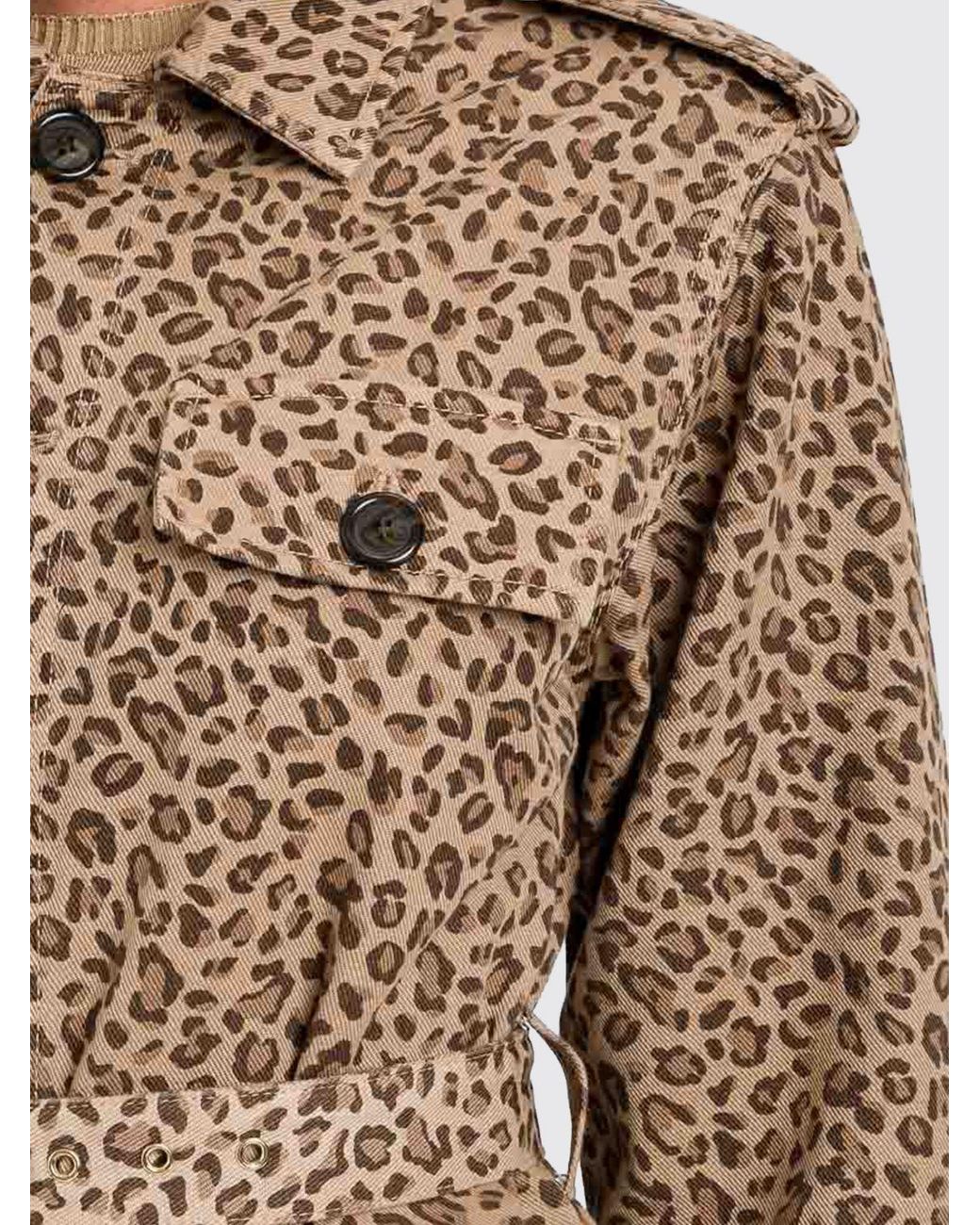 Twinset Brown Animal Print Cotton Safari Jacket