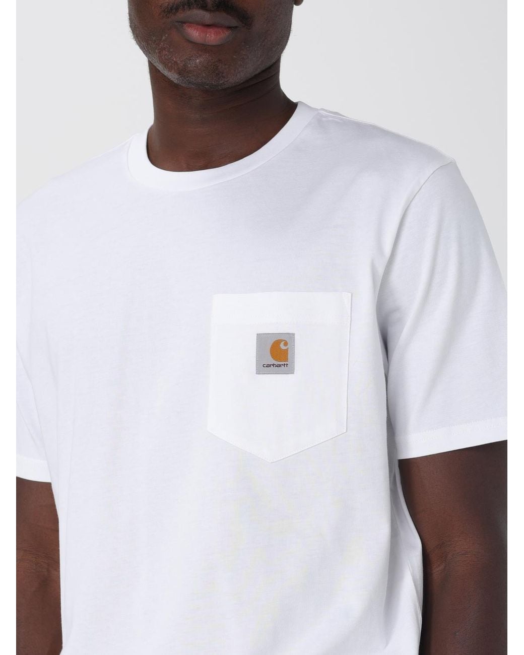 Carhartt White Relaxed Fit Cotton Jersey Pocket T-Shirt for men