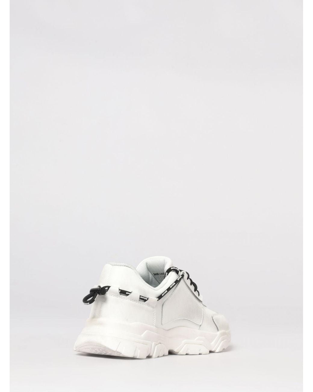 Just Cavalli White Distressed Leather Sneakers With Logo for men