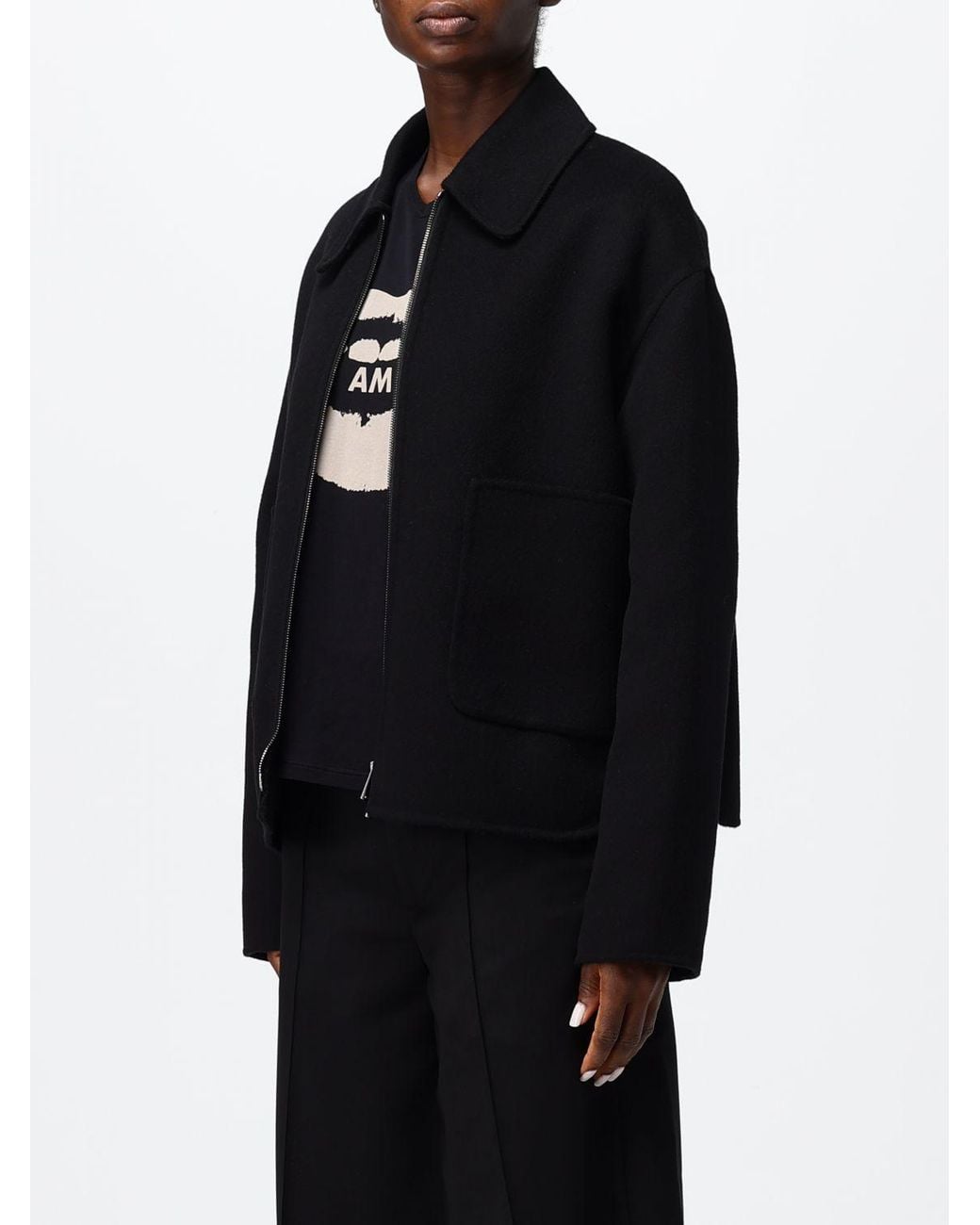 Fendi Black Virgin Wool Short Shirt-Style Coat With Zip
