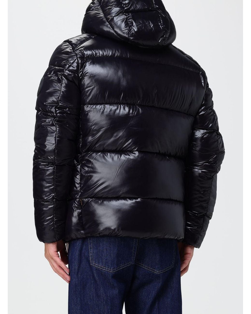 Save The Duck Blue Short Quilted Nylon Puffer Jacket With Hood And Zip Closure for men