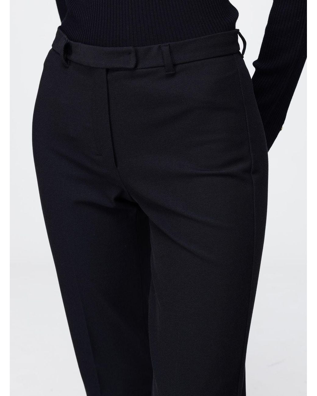 Max Mara Black Skinny Fit Stretch Cotton-Blend Trousers With Mid-Rise Waist
