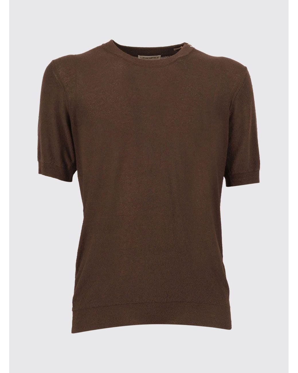 Kangra Brown Slim Fit Short-Sleeve Cotton-Blend Crewneck Jumper for men