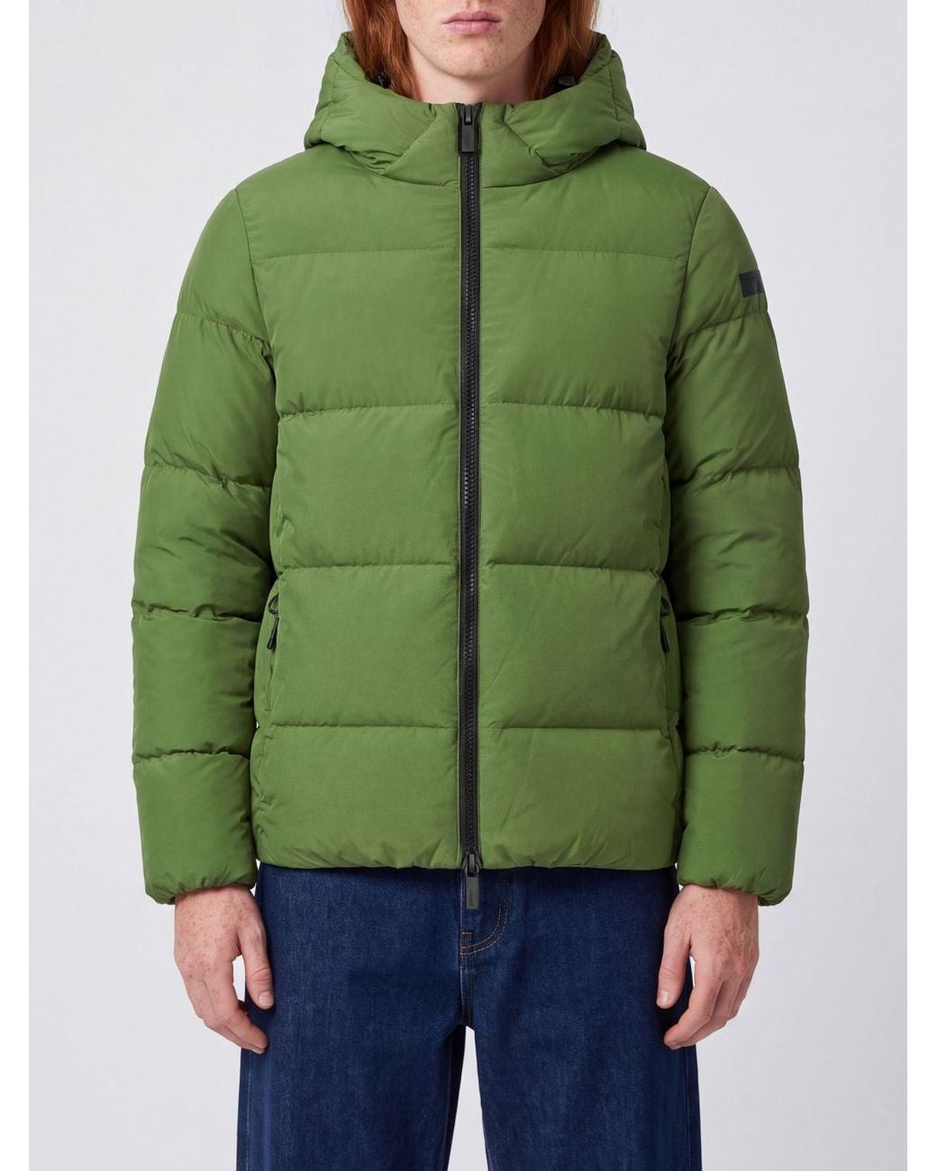 Rrd Green Short Quilted Windproof Polyester Down Jacket With Hood for men