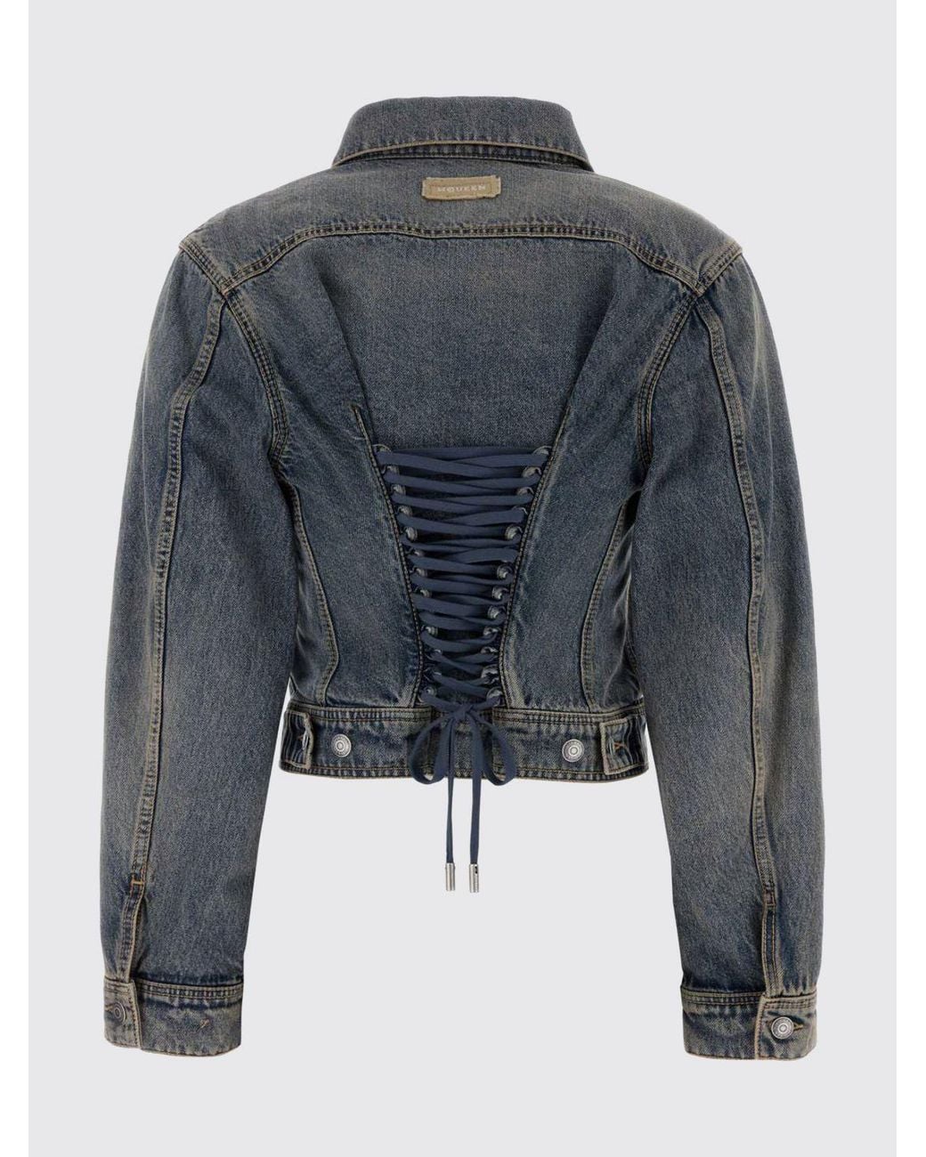 McQueen Blue Cropped Denim Jacket